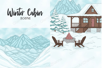 Winter Cabin Scene