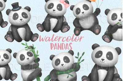 Cute Watercolor Panda Clipart