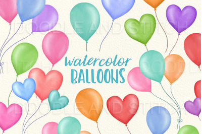 Watercolor Balloons Clipart Illustrations