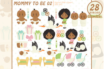 Cute MOMMY to be art, African American Pregnancy clipart