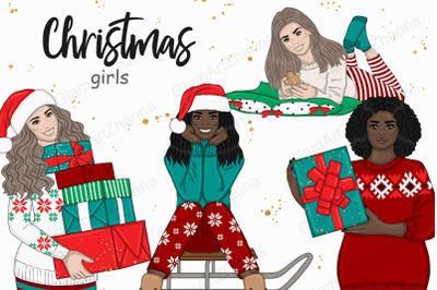 Christmas Girls Clipart