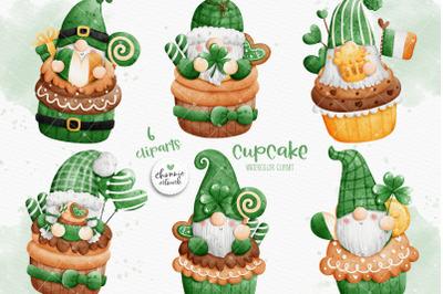 St. Patrick gnome cupcake clipart