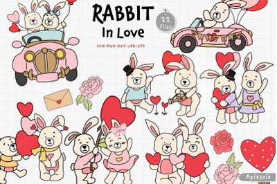 Rabbit in Love Bundle Illustrations Svg