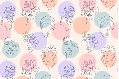 Pattern with female faces.