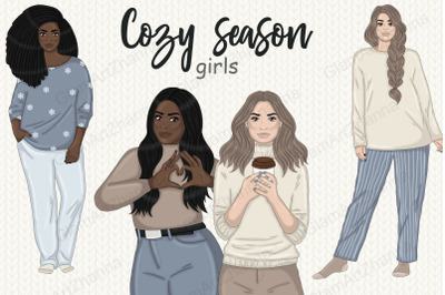 Cozy Season Girls Clipart