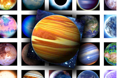 Digital Collage Sheet - Magic Planets