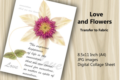 Transfer to Fabric Sheet - Love and Flowers