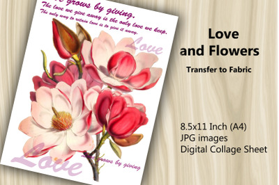 Transfer to Fabric Sheet - Love and Flowers