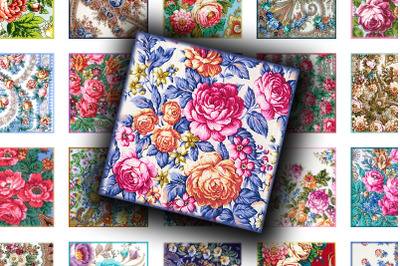 Digital Collage Sheet - Folk Roses