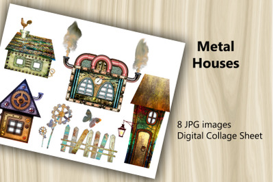 Digital Scrapbooking Kit - Metal Houses
