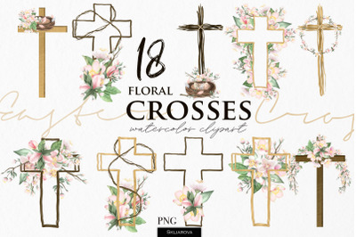 Spring floral crosses clipart