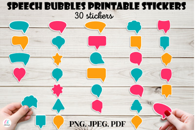 Speech bubbles stickers bundle. 30 designs. Thought Bubble sticker Pac