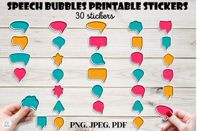 Speech bubbles stickers bundle. 30 designs. Thought Bubble sticker Pac