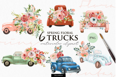 Floral trucks clipart