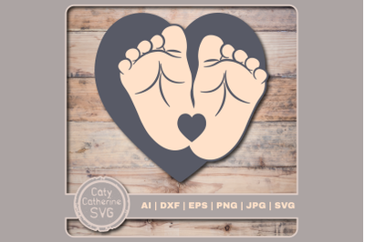 Baby Feet Love Heart SVG Cut File
