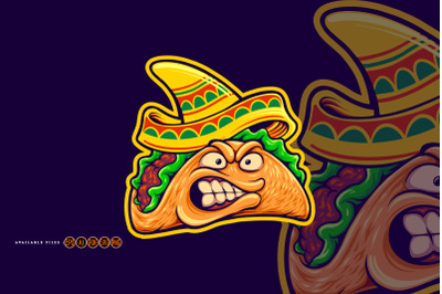 Angry mexican tacos illustrations mascot