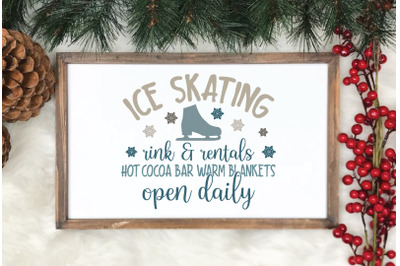 ice skating rink &amp;amp; rentals hot cocoa bar warm blankets open daily sing