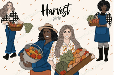 Harvest Girls Clipart