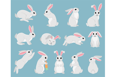 Cartoon white rabbit&2C; cute spring bunny animals. Easter holiday sleepi