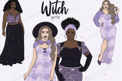 Witch Purple Girls Clipart