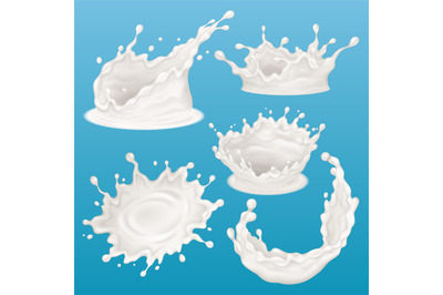 Realistic milk splash, liquid dairy splatter. Dairy natural products s