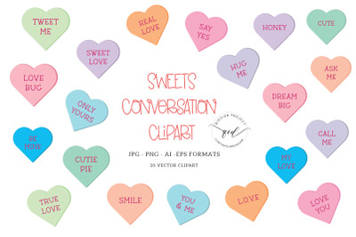 Sweets Conversation Clipart Supply Valentine | 20 Variations