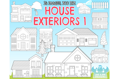 House Exteriors 1 Digital Stamps - Lime and Kiwi Designs