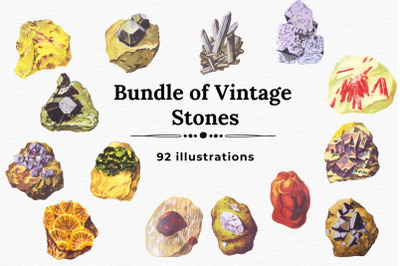 Vintage Stones Clipart, Gemstones Bundle