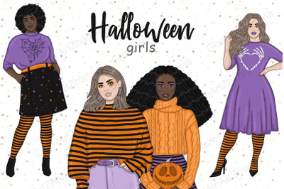 Halloween Bright Girls Clipart