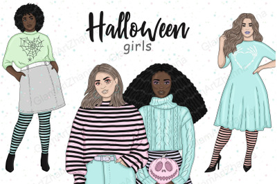 Halloween Pastel Girls Clipart