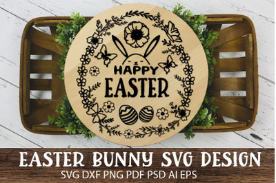 Easter bunny SVG Ornament. Bunny Ears. Easter Eggs.