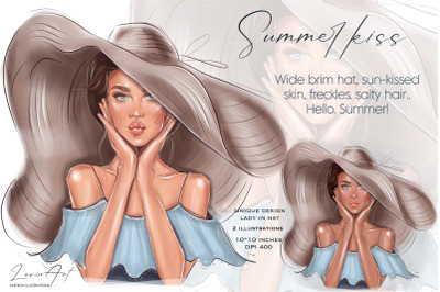 Fashion Girl Clipart, Summer illustration