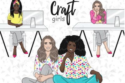 Crafter Girl Clipart Bundle | Craft Woman Illustration