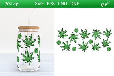Cannabis Can Glass 16 OZ Wrap.Can Glass Wrap
