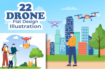 22 Drone with Camera Remote Illustration