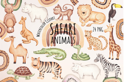 Watercolor Clipart &quot;Safari Animals&quot;