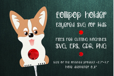 Corgi Dog Lollipop Holder Template SVG