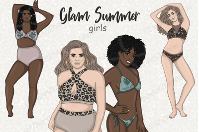 Glam Summer Girls Clipart