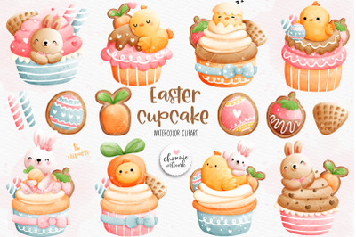 Easter cupcake Clipart, cupcake clipart, Easter Rabbit Clipart, Rabbit