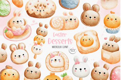 Easter Desserts Clipart, Easter Cookies Clipart, Rabbit Clipart, Easte