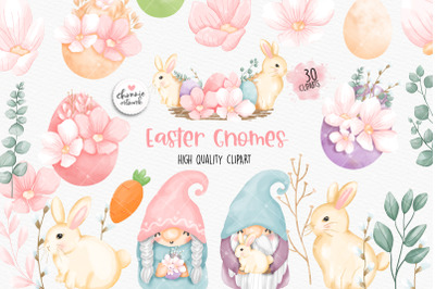 Easter bunny gnome clipart, gnome easter clipart bundle, rabbit clipar