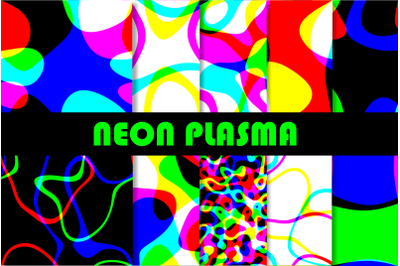 Neon Plasma Seamless Retro Vector Patterns