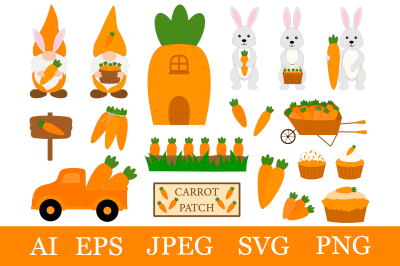 Carrot Patch. Bunny Carrot. Gnomes Carrot. Gnomes Bunny SVG