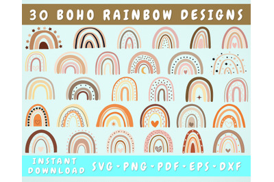 Boho Rainbow SVG Bundle&2C; 30 Designs&2C; Rainbow Cut Files for Cricut