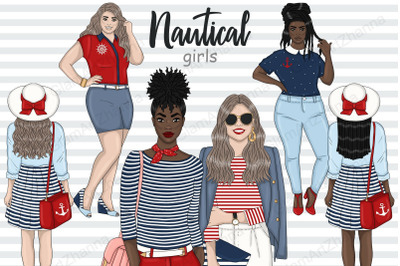 Nautical Clipart | Travel Girl Illustration Set