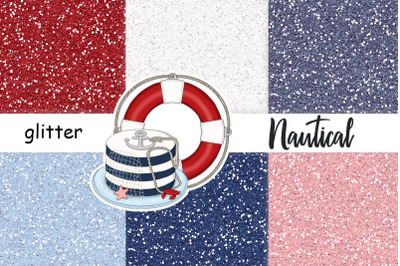 Nautical Glitter Paper | Red And Blue Background