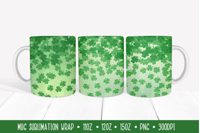 Falling Shamrocks Mug Sublimation Wrap. St. Patricks Day