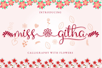 Miss Githa - Spring Font with Floral Accent and Tail