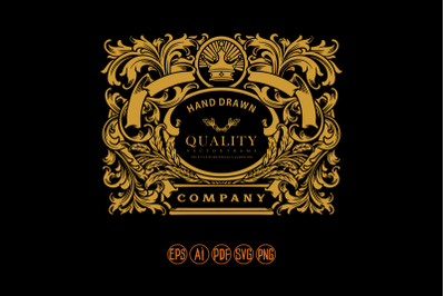 Luxury gold vintage Label flourish Illustrations