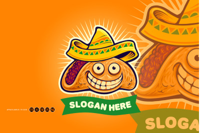 Funny mexican tacos logo mascot